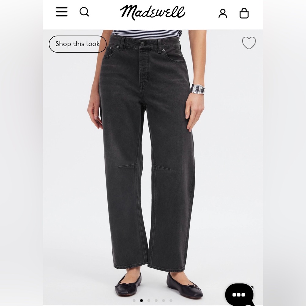 Madewell Black Darted Barrel Leg Jeans